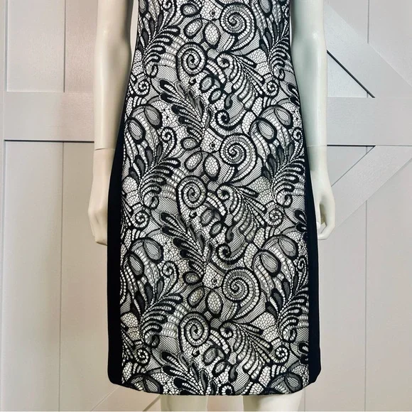 Trina Turk Veda Lace Black & White Sheath Dress. Size 8 - Picture 9 of 10
